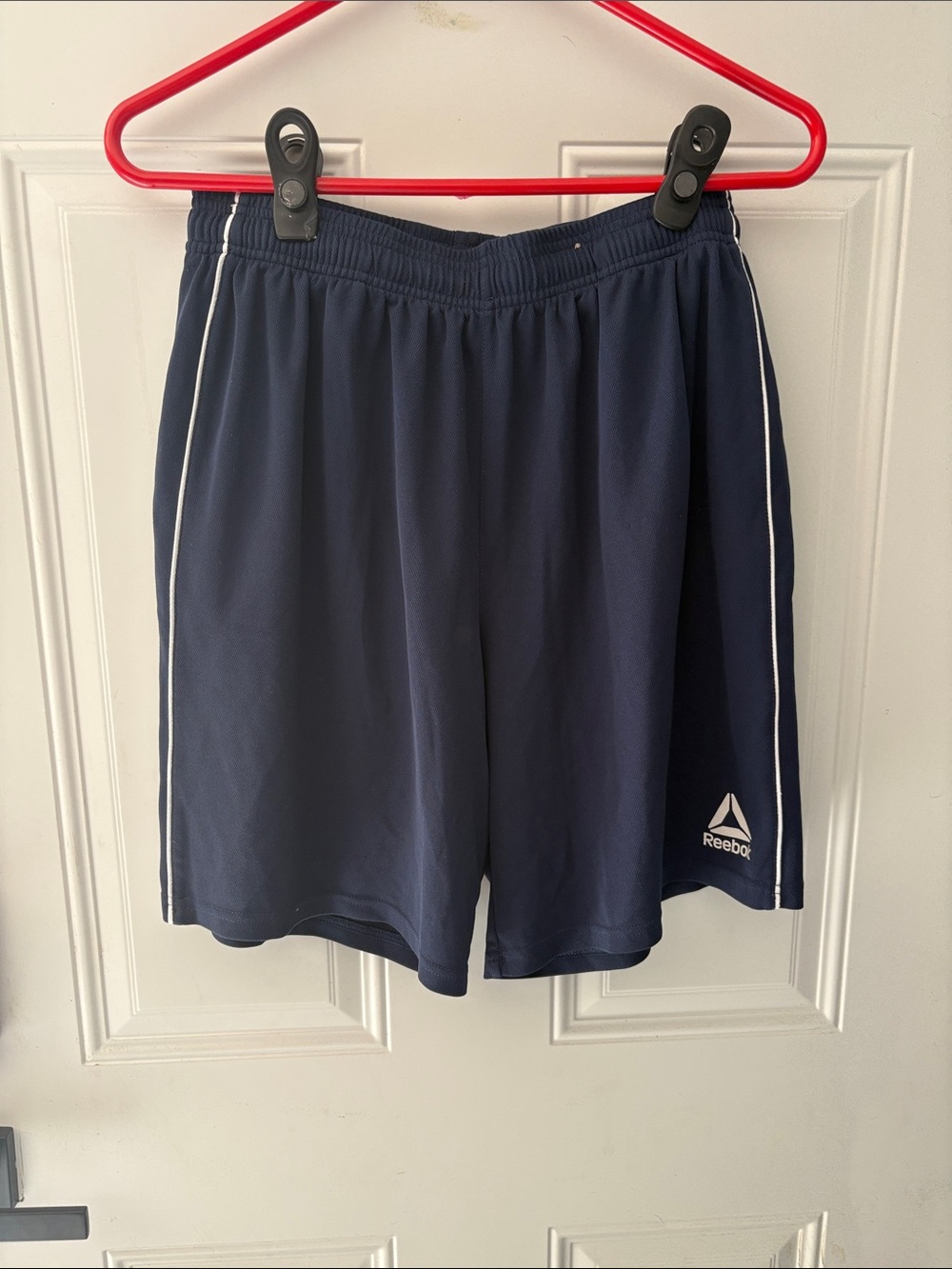 Reebok Men's Navy Athletic Shorts with White Piping